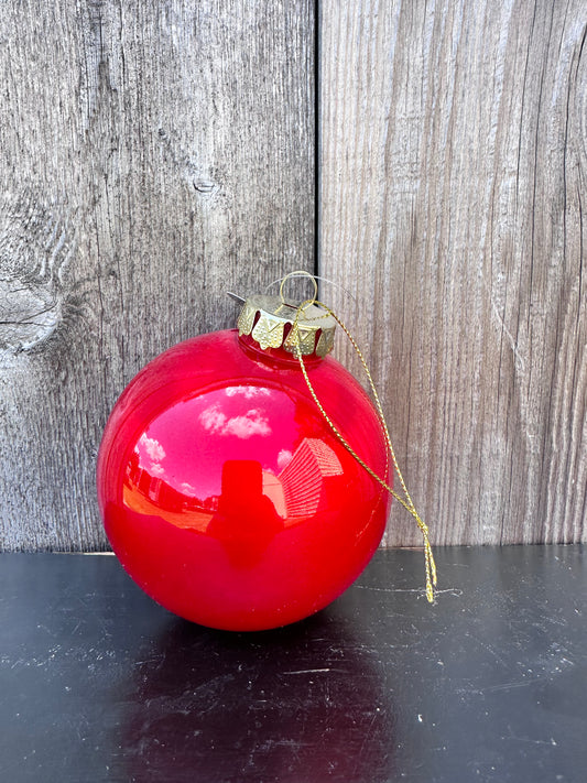 PLASTIC PEARL FINISH BALL ORNAMENT   DCORN5115RD