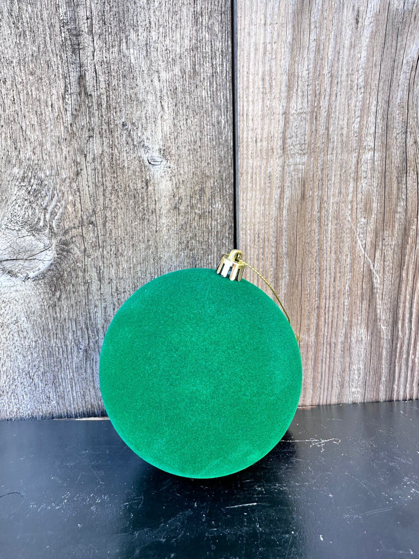 PLASTIC FLOCKED BALL ORNAMENT  DCORN5126GN