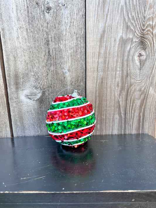SEQUIN HORIZONTAL STRIPE ORNAMENT   DCORN3501S