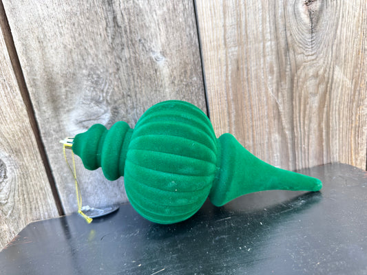 PLASTIC FLOCKED FINIAL ORNAMENT   DCORN5128GN