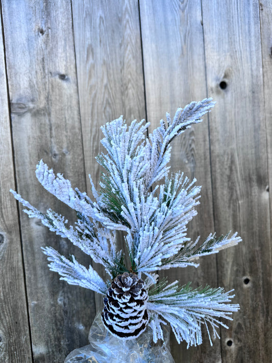 Flocked Pine Pick H18   85876SP18