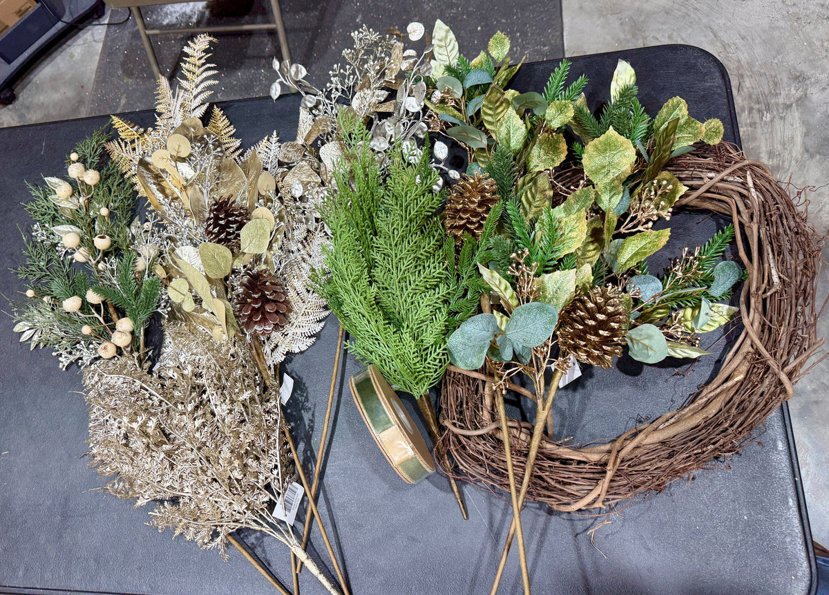 Mixed Metal Grapevine with Heather Kit