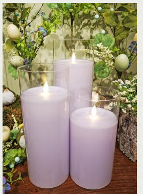 Flameless Glass Candle Set/CRM   LC3330LAV