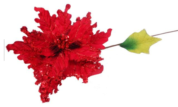 Glitter Velvet Poinsettia Stem -  WF259RED