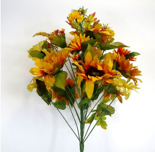 Sunflower Mum Cattail - Beige / Yellow   CS21722-GY