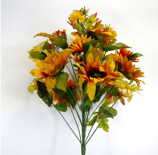 Sunflower Mum Cattail - Beige / Yellow   CN21722-GY
