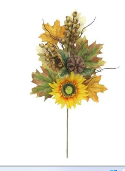 SUNFLOWER SPRAY W/ MAPLE, BERRY, PINE CONE, LEAVES - YELLOW  WF568