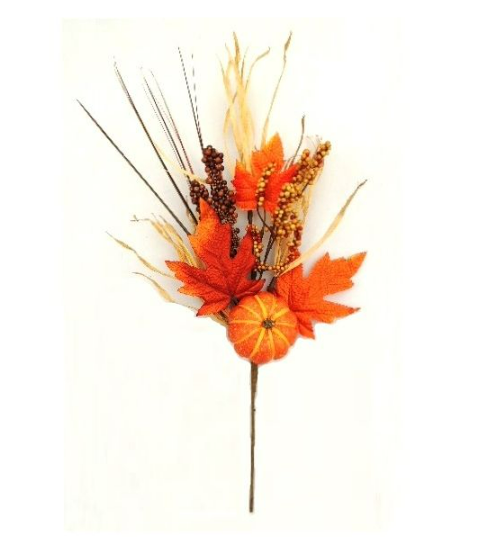 PUMPKIN SPRAY W/ MAPLE BERRY GRASS RAFFIA - ORANGE   WF515