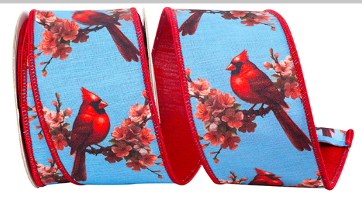 Cardinal Blossom Deluxe Wired Edge, Blue/red, 2-1/2 Inch,   94556W