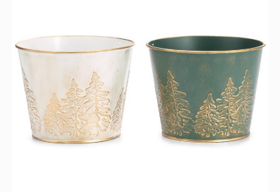 POT COVER 6" EMBOSSED TREES    9750422