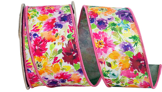 Floral Impressions Deluxe Wired Edge Ribbon, Multi, 94546W-001-40F