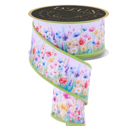 2.5" x 10yd Watercolor Wildflowers/Fused    LX1081