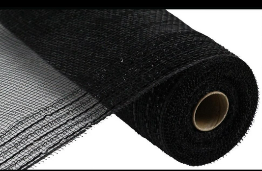 10.25" x 10yd Tinsel/Foil Wide Border Mesh  Black RY850702