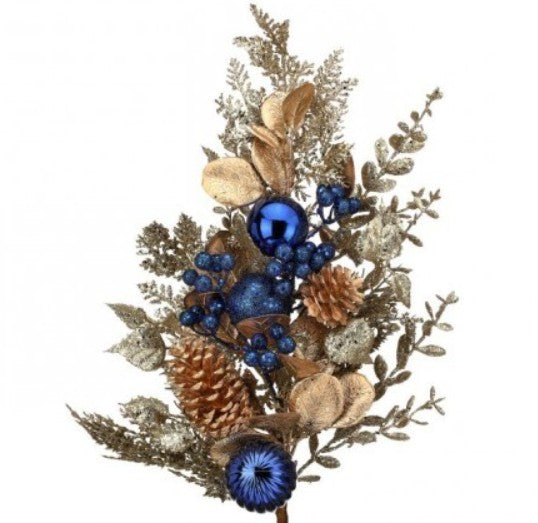 32" GLITTER LEAF/BERRY/CONE SPRAY   MTX74074
