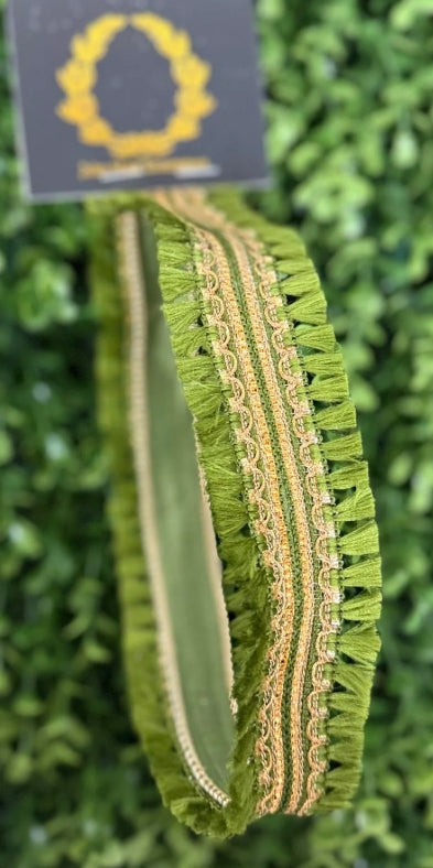 Tassel DBL Fringe Dupion Green-1.5x10yd JME-WN25-179-GRN