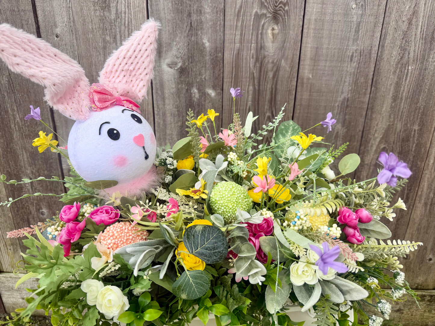 SPRING CENTERPIECE WITH BUNNY AND EGGS