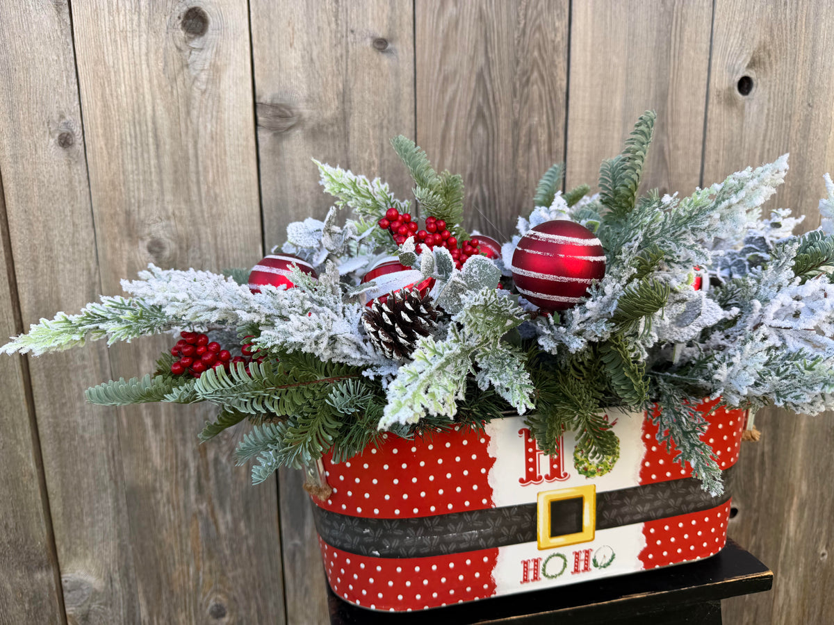 Red and White Christmas Centerpiece
