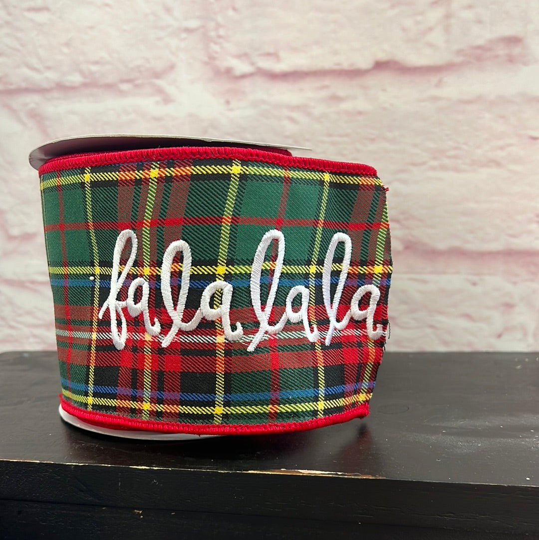 "FaLaLa" Checkered Ribbon Red Green DCR21123-RD-GR