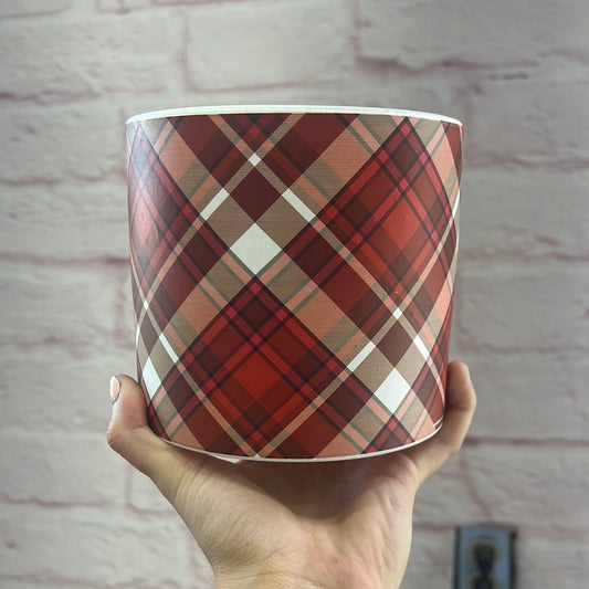 POT 5.25"X4.75" PLAID RE GY