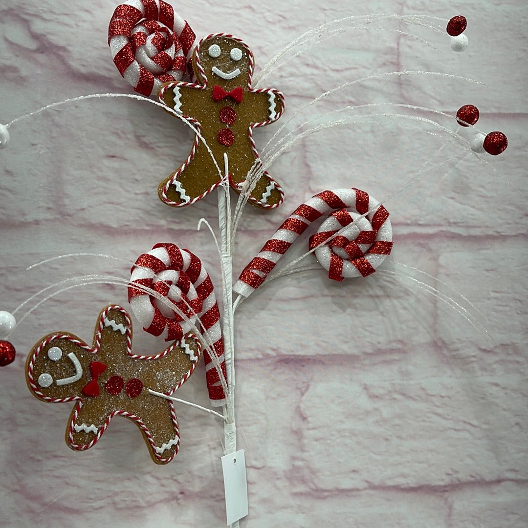 Gingerbread Man Spray RED/WHT  63577-RDWT