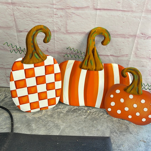 ORANGE PATTERNED PUMPKINS S/3  F23006