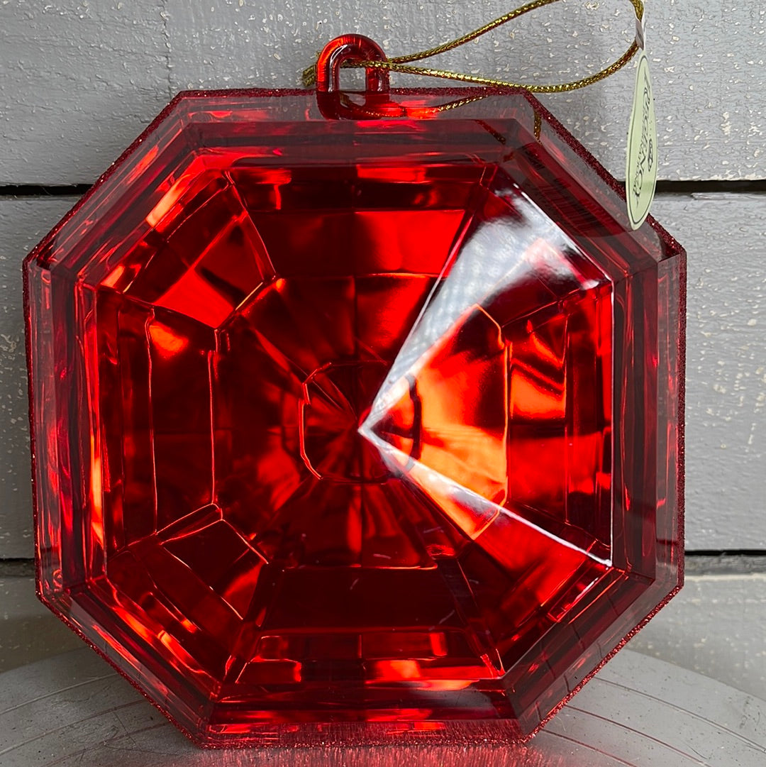 ACRYLIC SQUARE PRECIOUS GEM ORNAMENT   MTX67415 RED