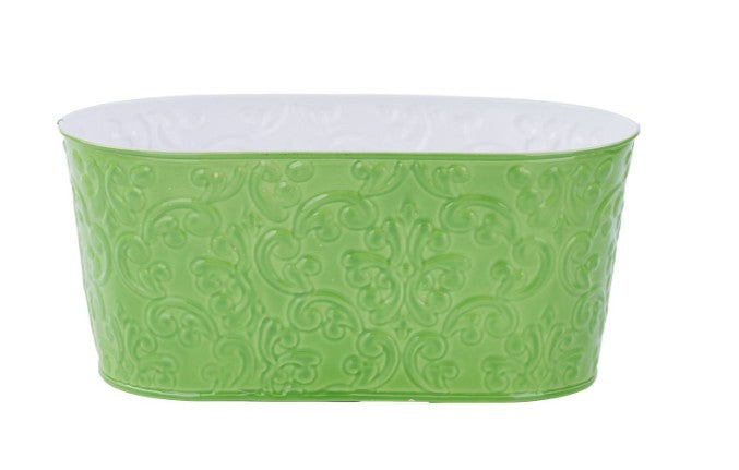 Tin Swirl Oval Planter     KE2834