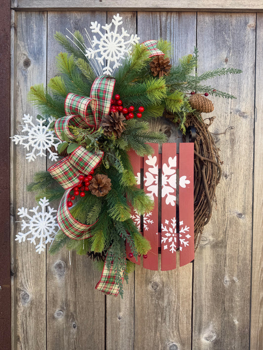 GRAPEVINE WREATH WITH SLED