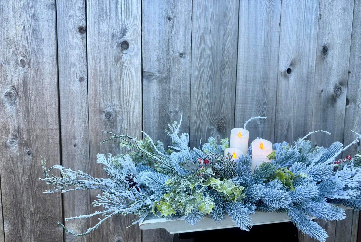 WINTER WONDERLAND CENTERPIECE WITH CANDLES