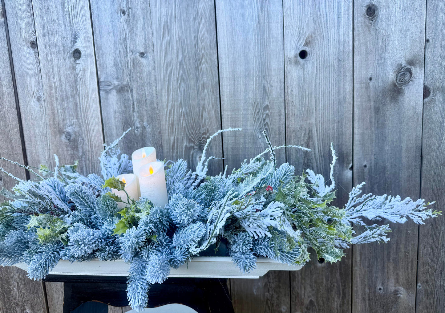 WINTER WONDERLAND CENTERPIECE WITH CANDLES