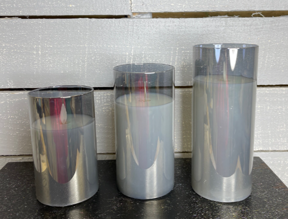 Mercury Glass Flameless Candle set/ smoke  LC3310S